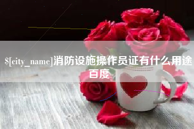 淮滨消防设施操作员证有什么用途百度